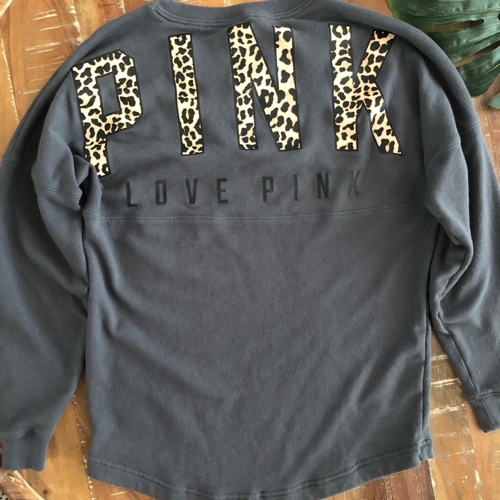 VS Pink Leopard Logo Pullover Sweatshirt